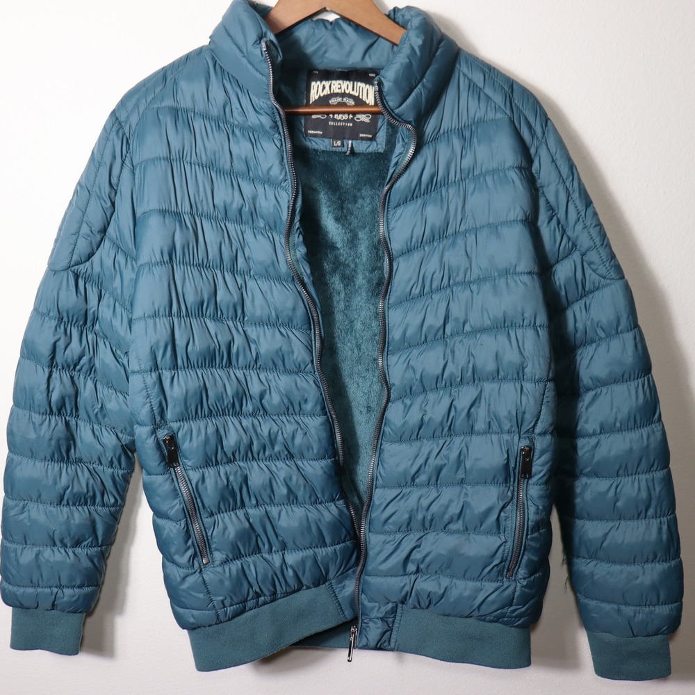 Vintage Rock Revolution Puffer Jacket Blue RR130